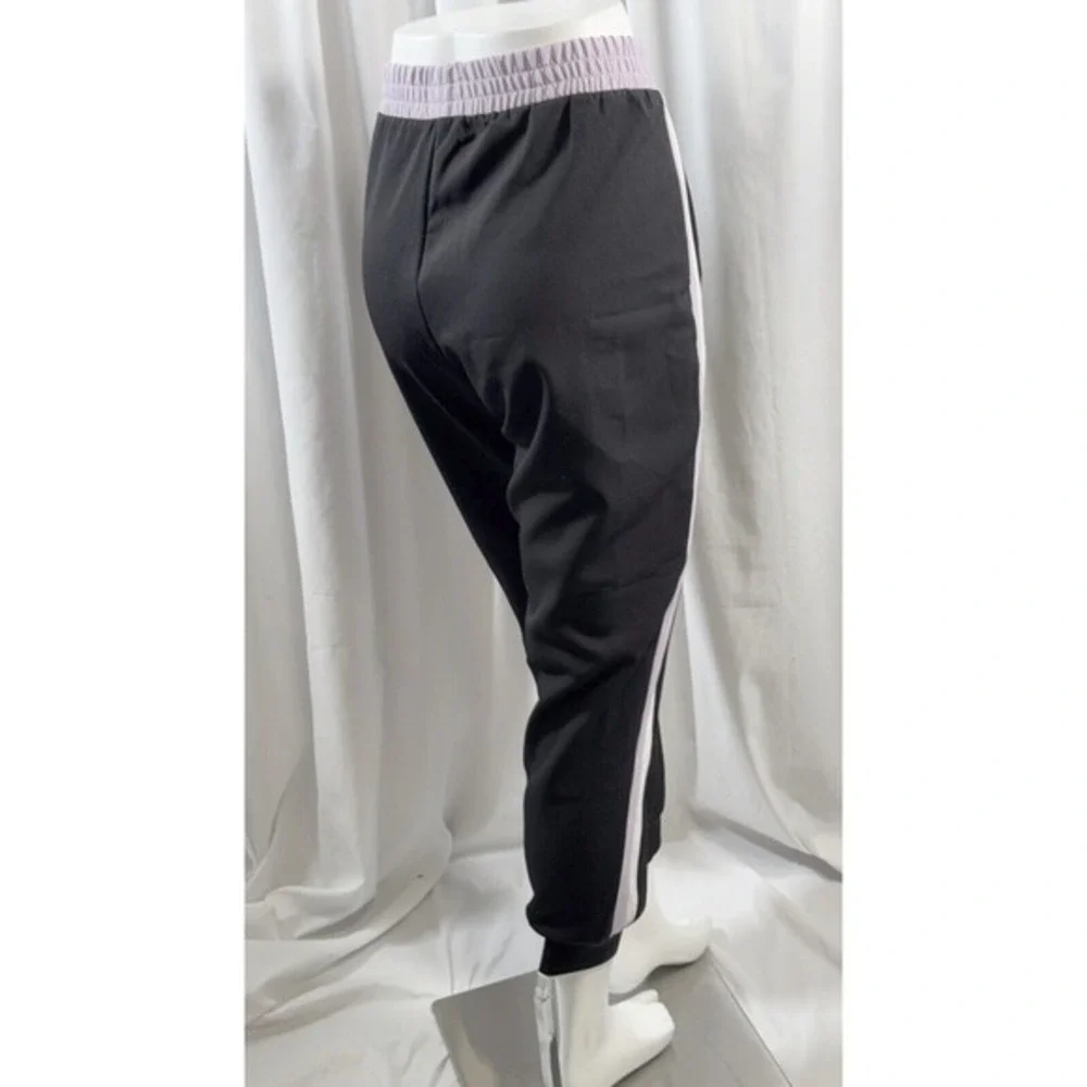 Zara Black Lilac Purple Side Stripe Jogger Pants Elastic Waist XL Preppy 74-01 - Picture 7 of 11